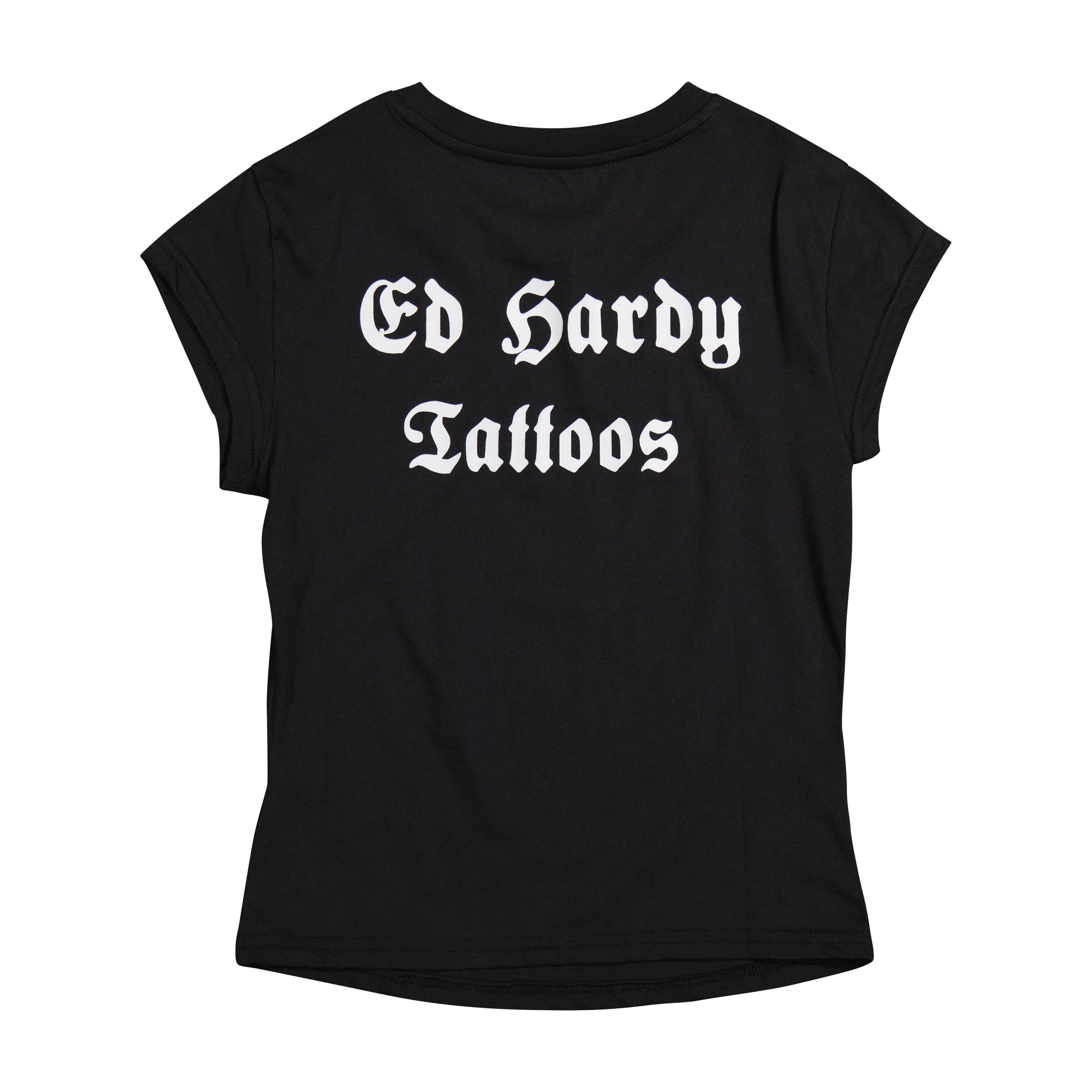 Black Rose Rhinestone Cap Sleeve Tee