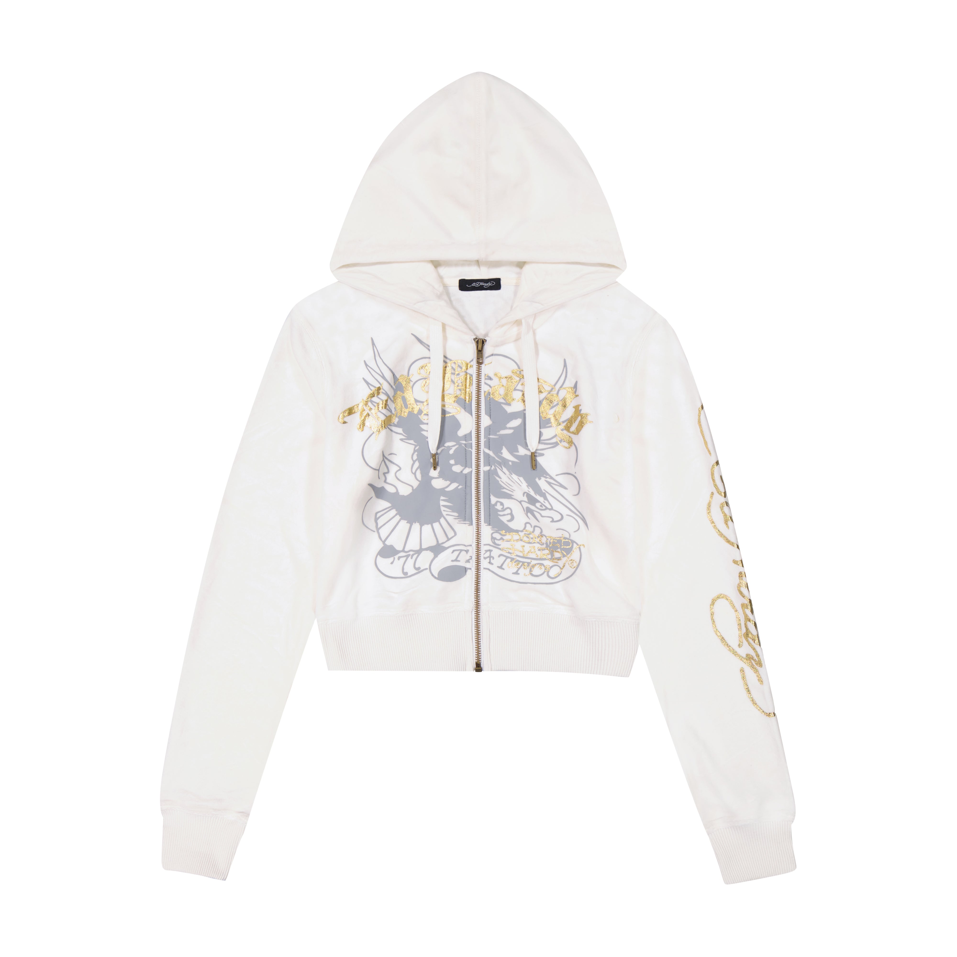 Tiger Crown Velour Zip Front Hoodie