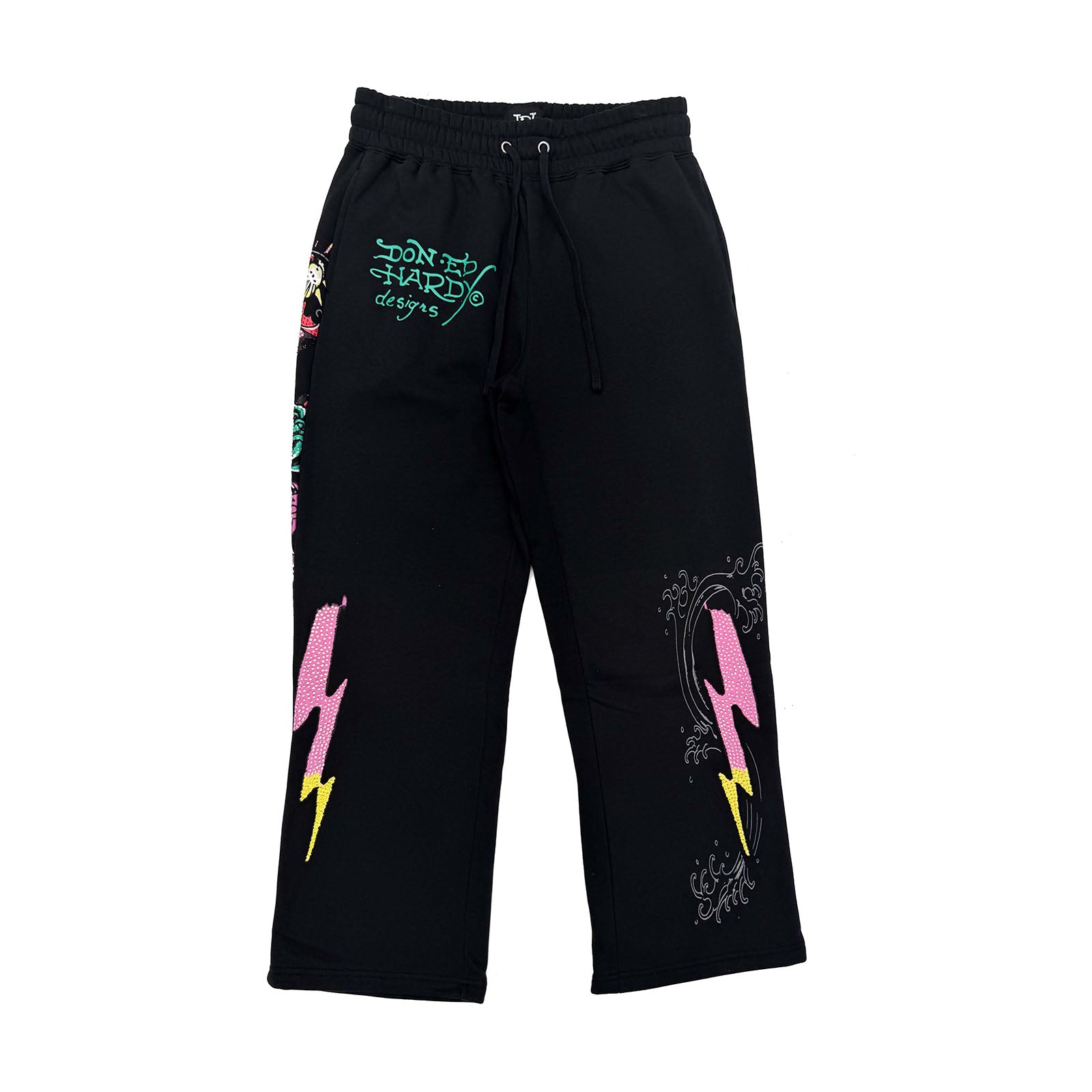 Panther Rose Rhinestone Baggy Sweatpants