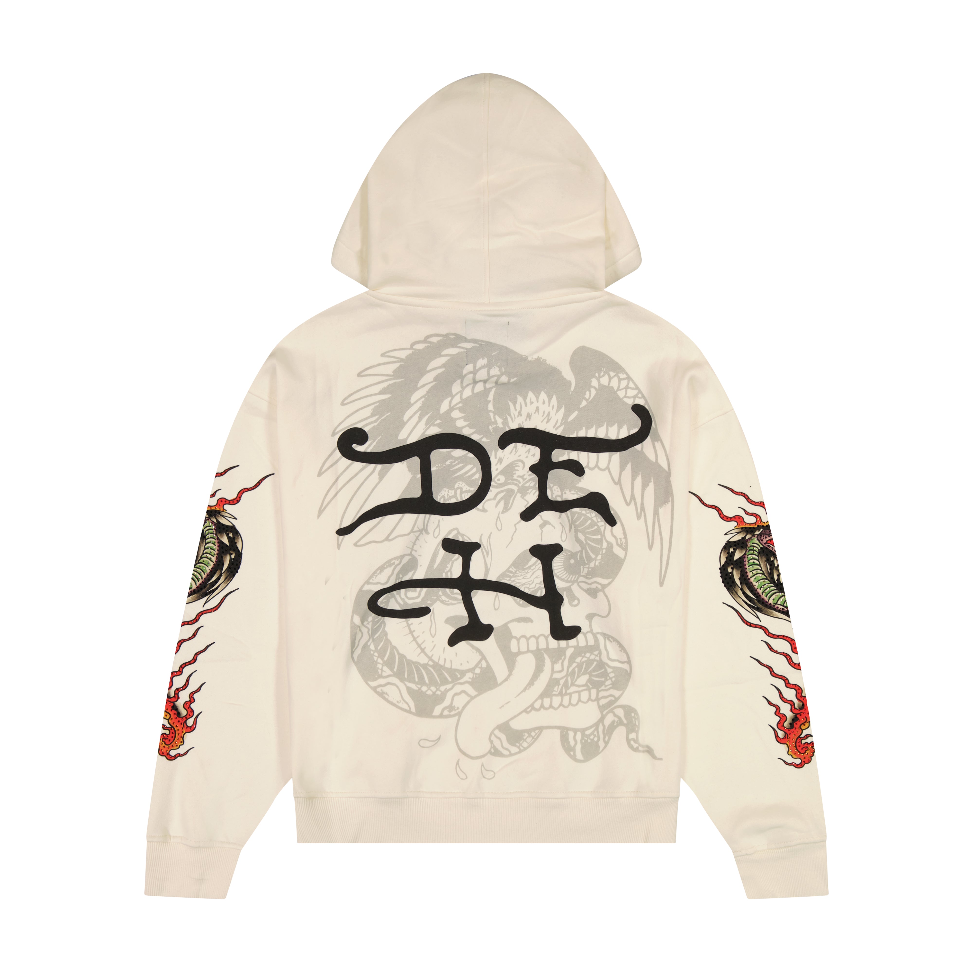 Panther Flame Rhinestone Boxy Fleece Hoodie