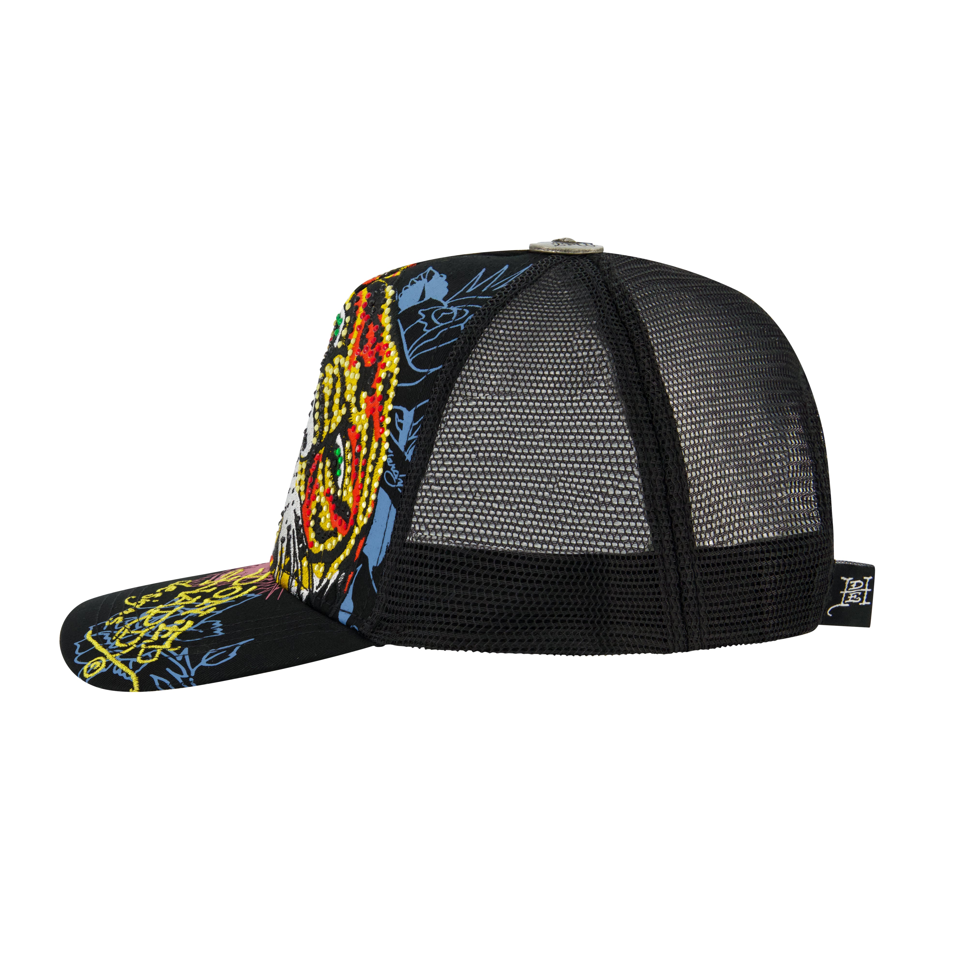 Tiger Head Rhinestone Trucker Hat