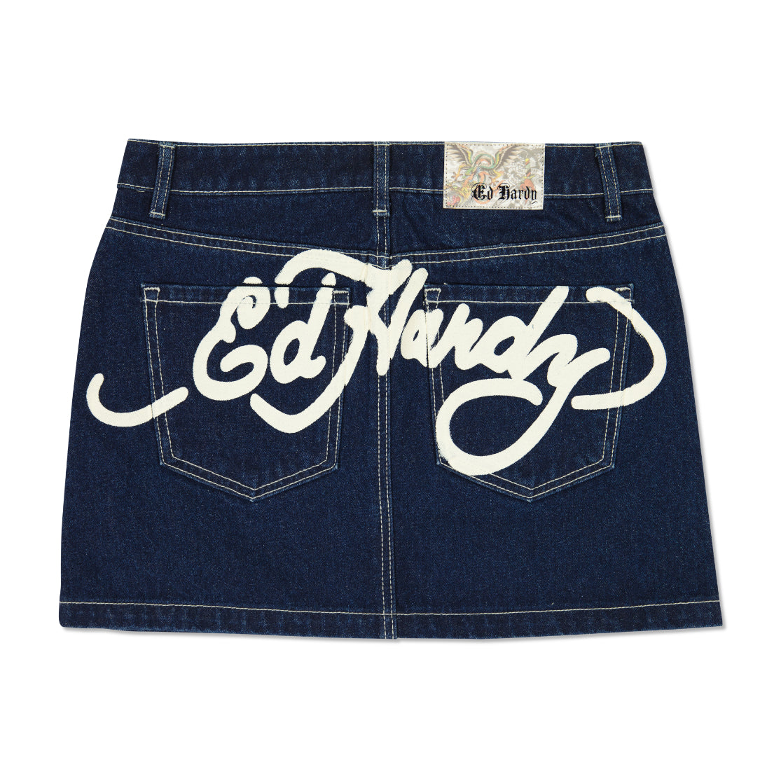 Panther Zipper Front Mini Denim Skirt
