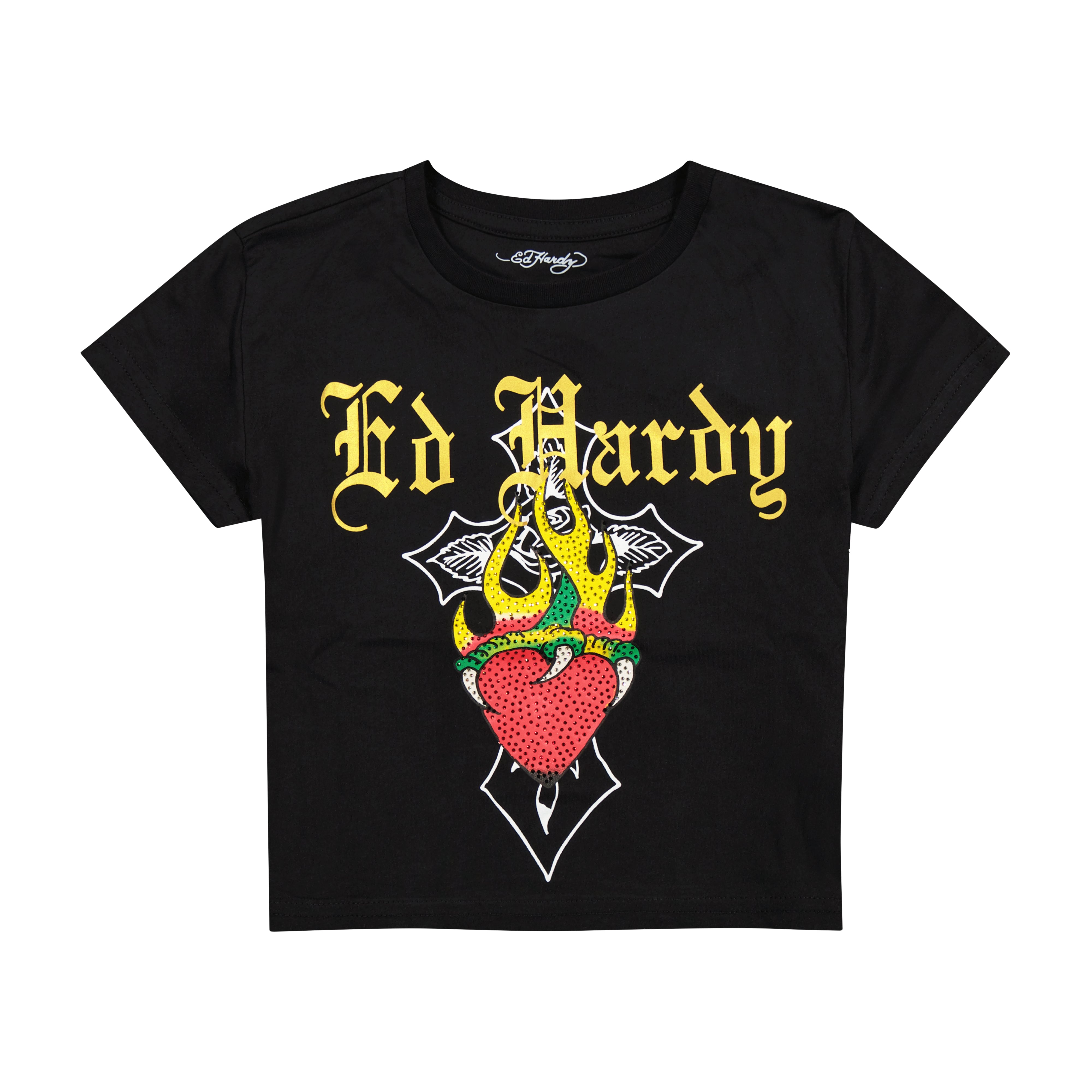 Heart Flame Rhinestone Baby Tee